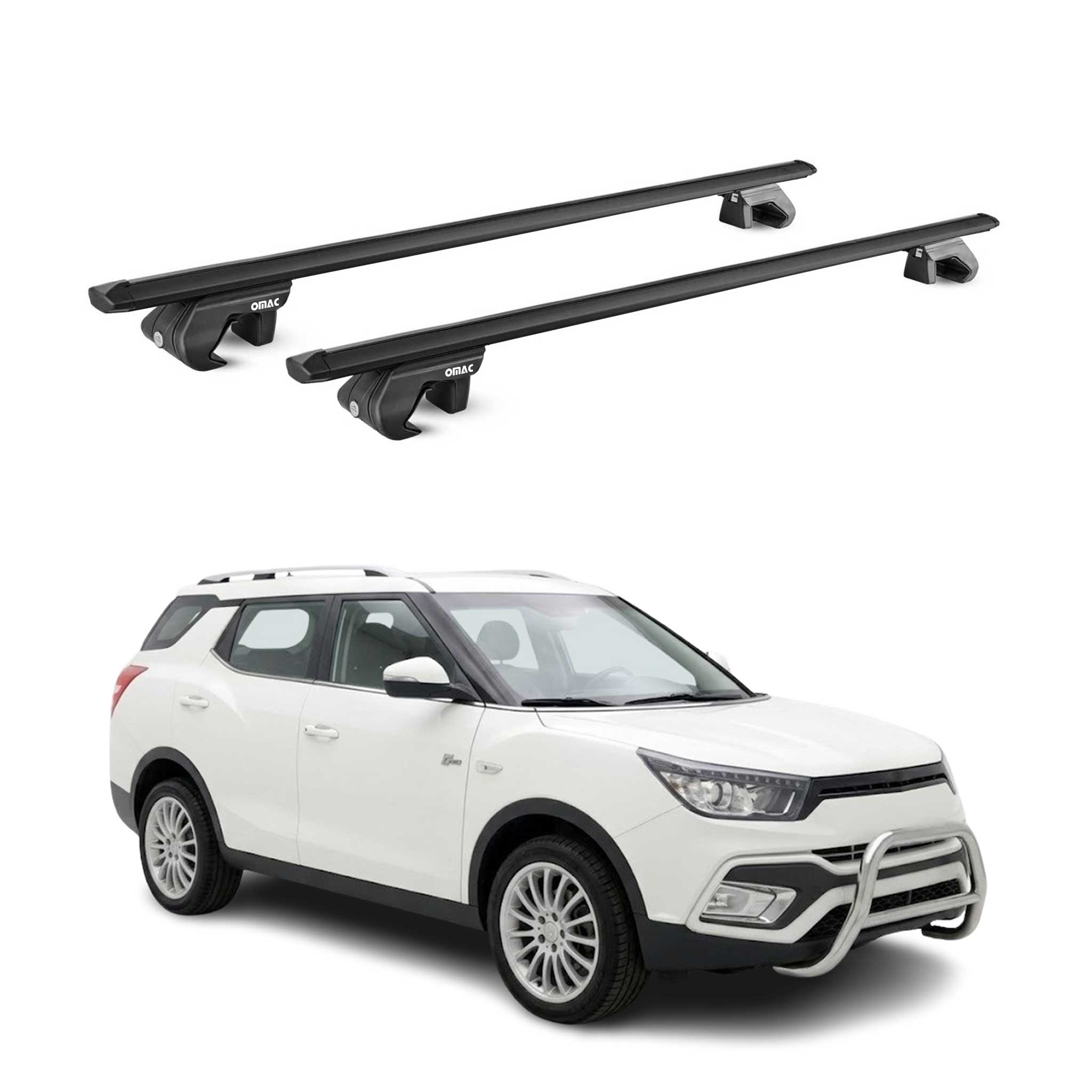 Dachträger Grundtäger für SsangYong XLV 2016-2021 90kg Aluminium Schwarz ABE