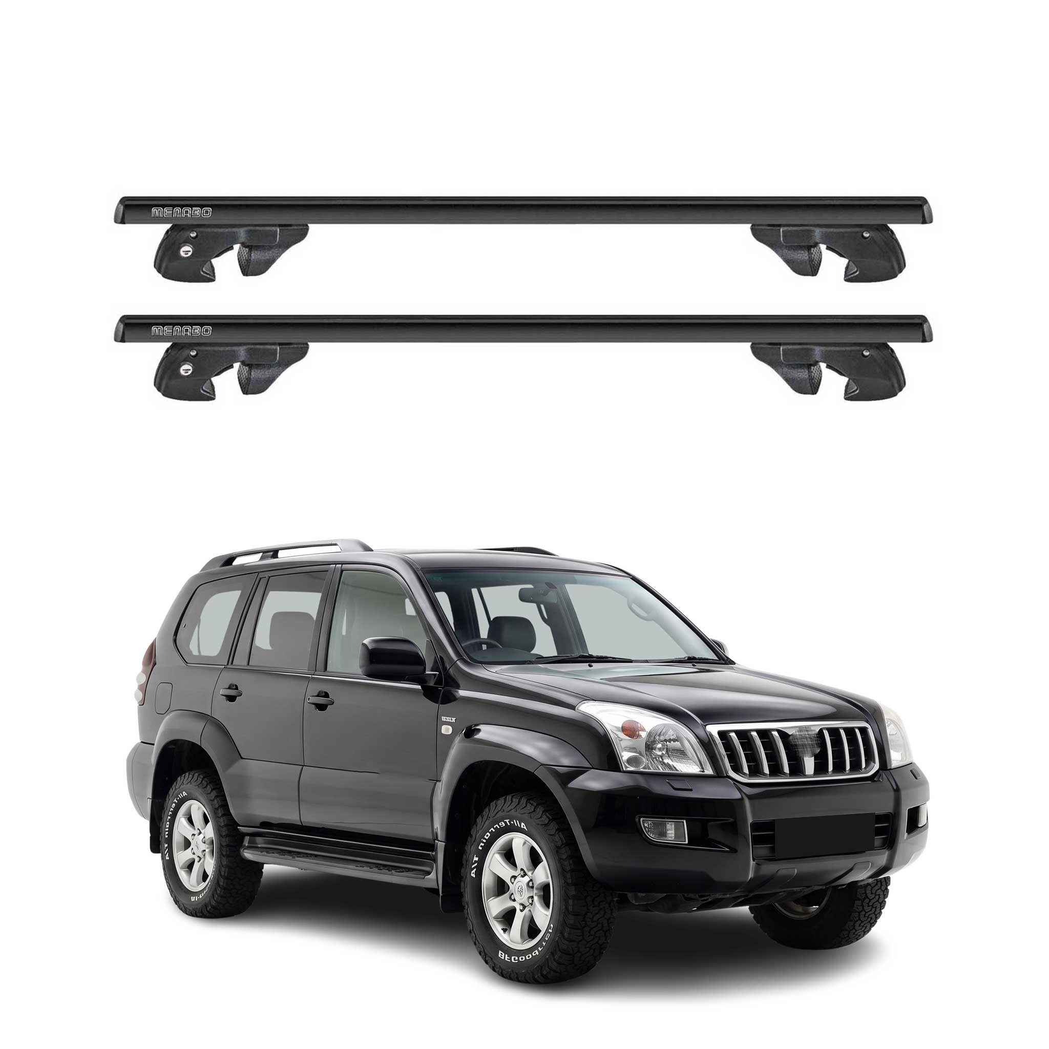 Dachträger für Toyota Land Cruiser Prado J120 2002-2009 Alu 90kg TÜV Schwarz 2x