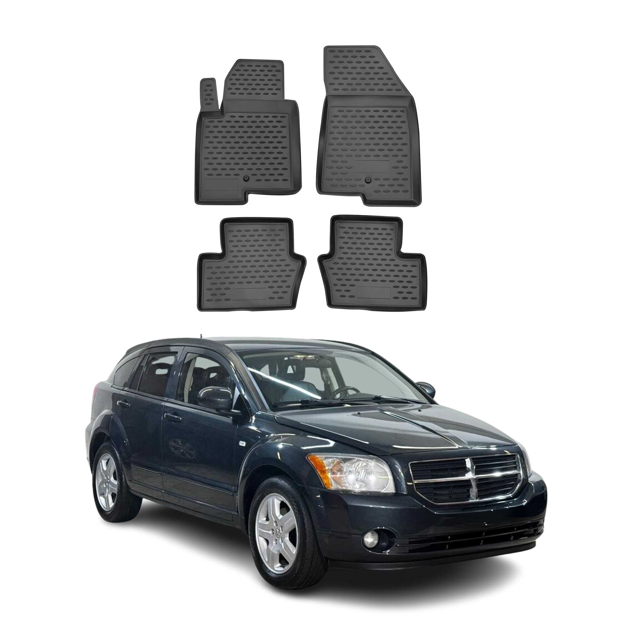 OMAC Gummimatten Fußmatten für Dodge Caliber 2007-2012 TPE Automatten Schwarz 4x