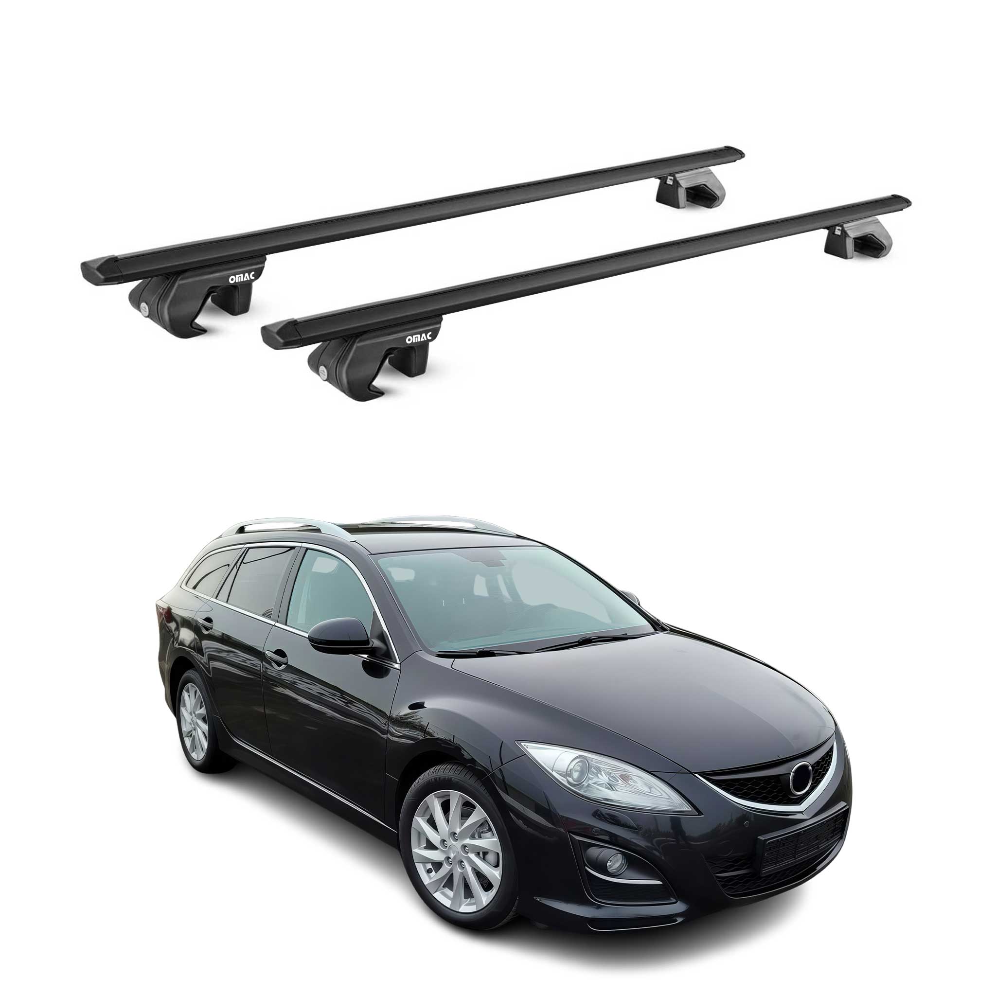 Dachträger Grundtäger für Mazda6 mk2 Kombi 2007-2012 90kg Aluminium Schwarz ABE