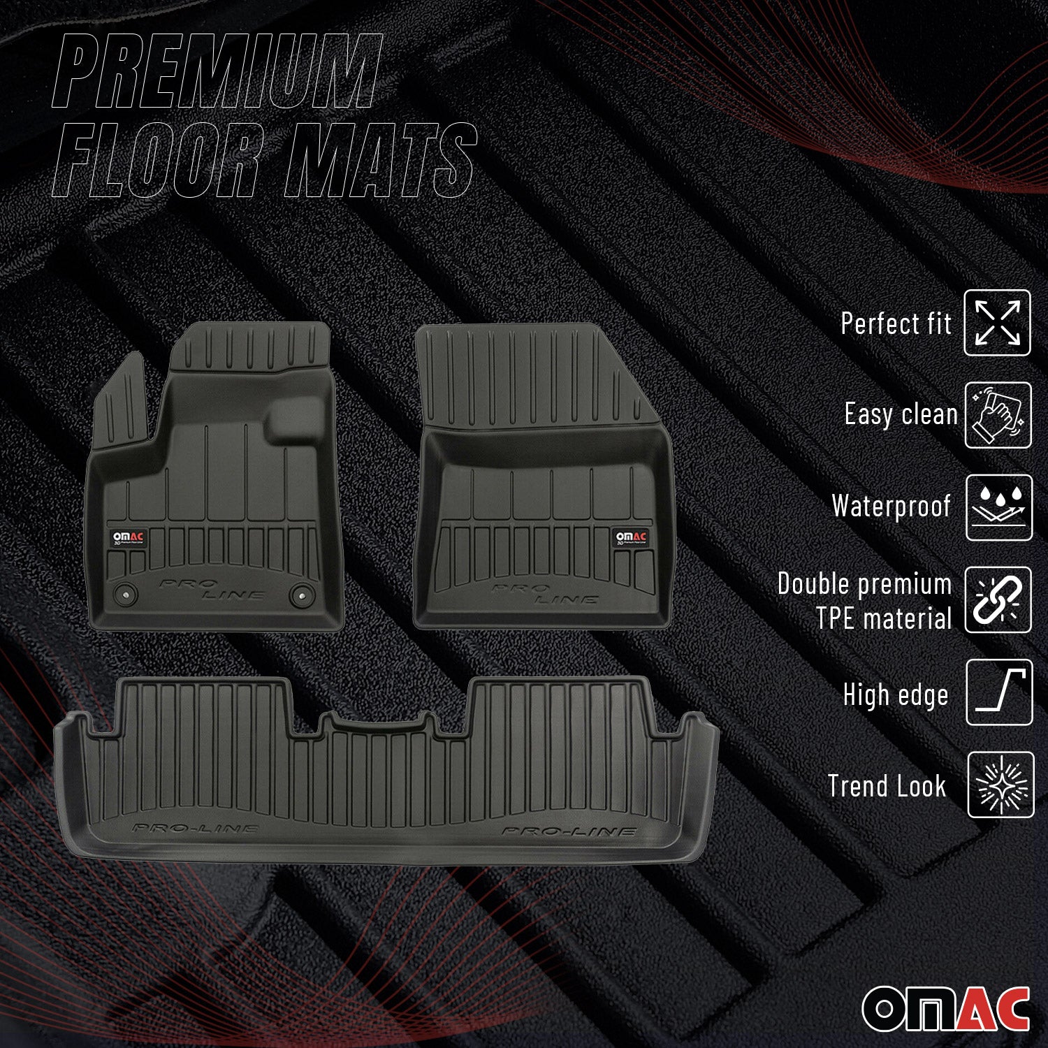 OMAC Gummi Fußmatten für DS7 Crossback / DS 7 2017-2026 Premium TPE Automatten