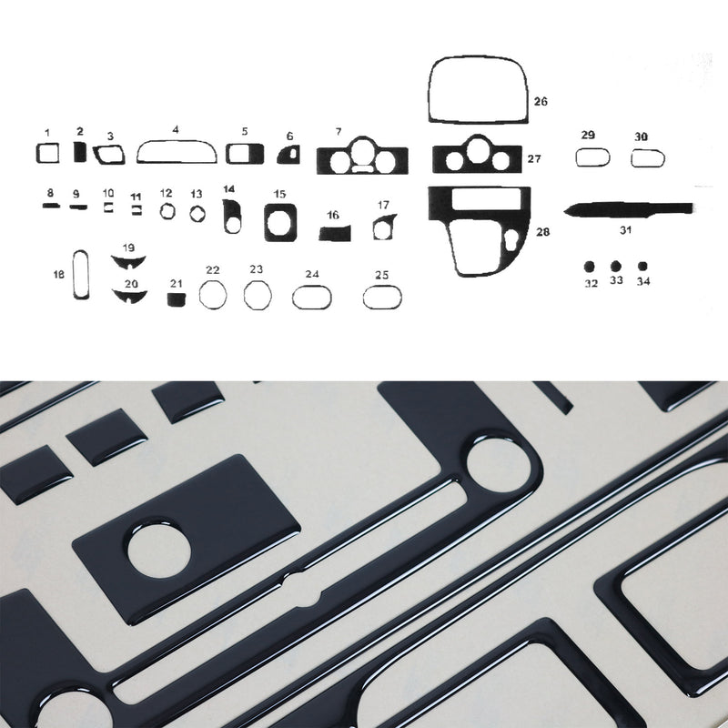 Innenraum Dekor Cockpit für Renault Kangoo 2008-2019 Piano Schwarz Optik 34tlg