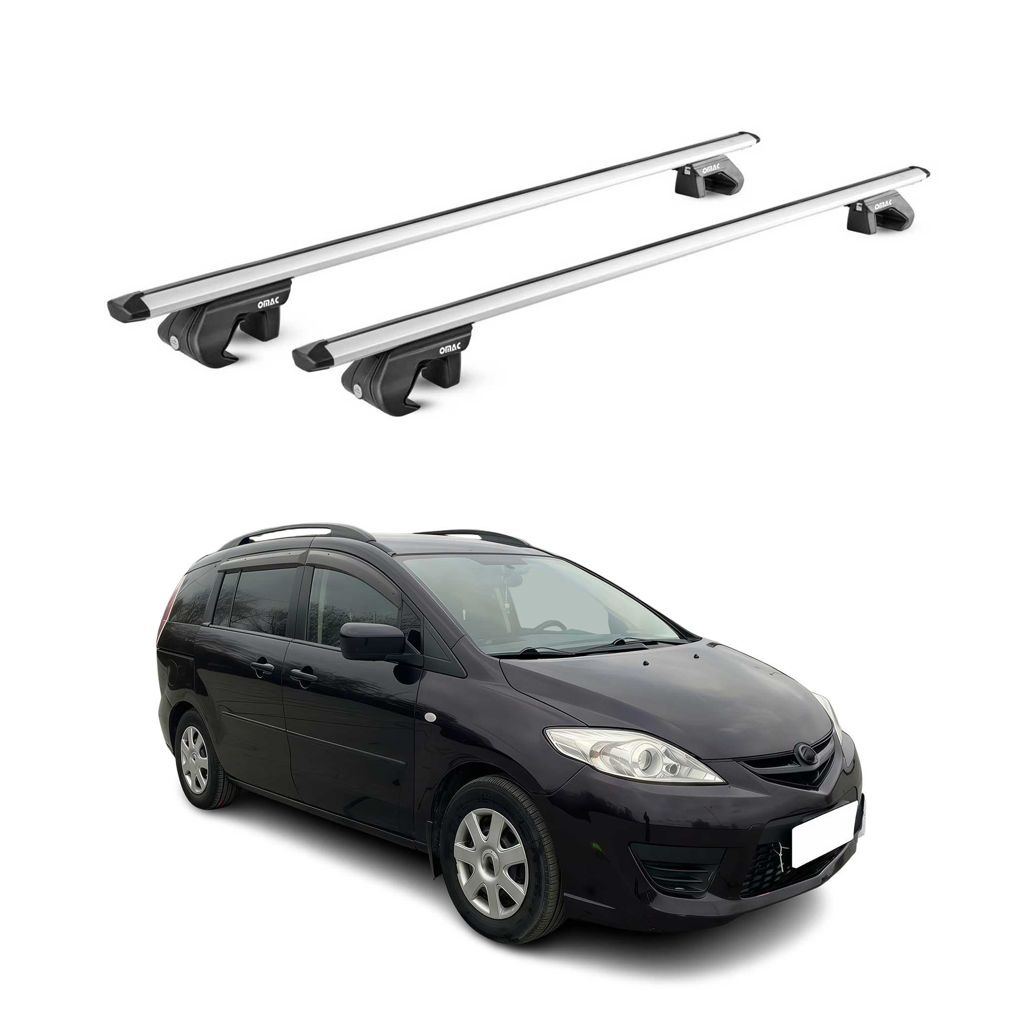 Dachträger Grundtäger für Mazda 5 / Premacy 2005-2018 90kg Alu Silber 2 tlg ABE
