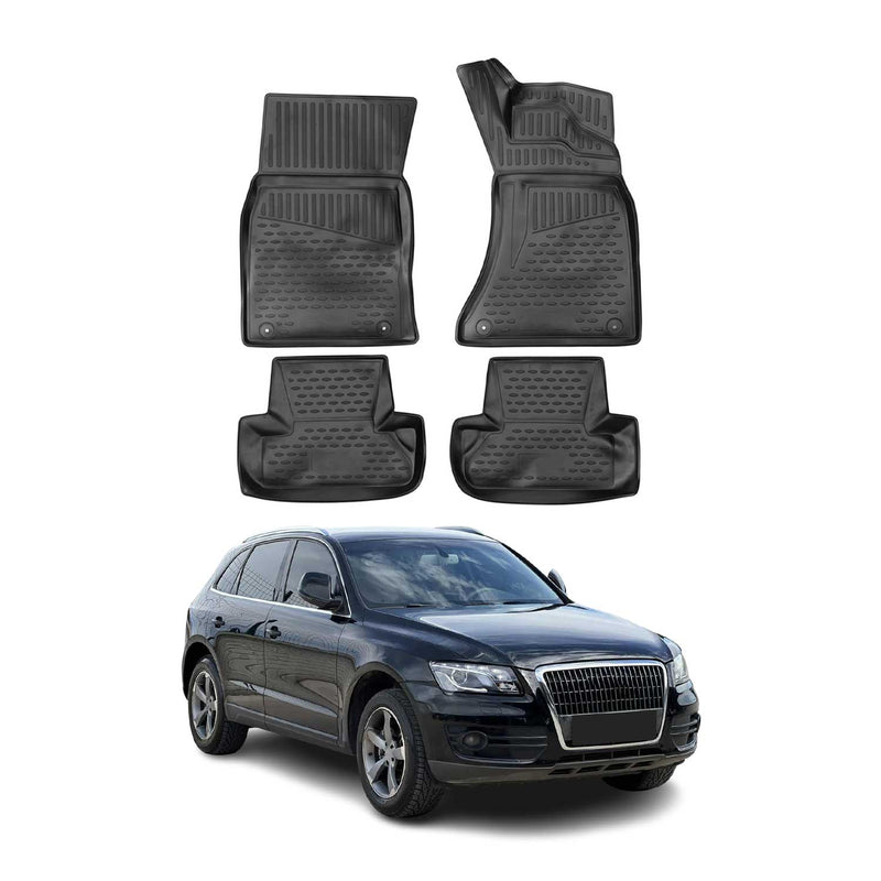 OMAC Gummimatten Fußmatten für Audi Q5 2008-2017 RHD TPE Automatten Schwarz 4x
