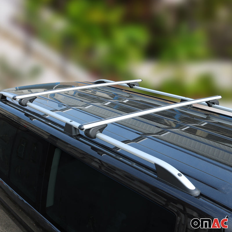 Dachreling + Dachträger SET für VW T6 T6.1 Transporter L1 Aluminium Silber 4tlg