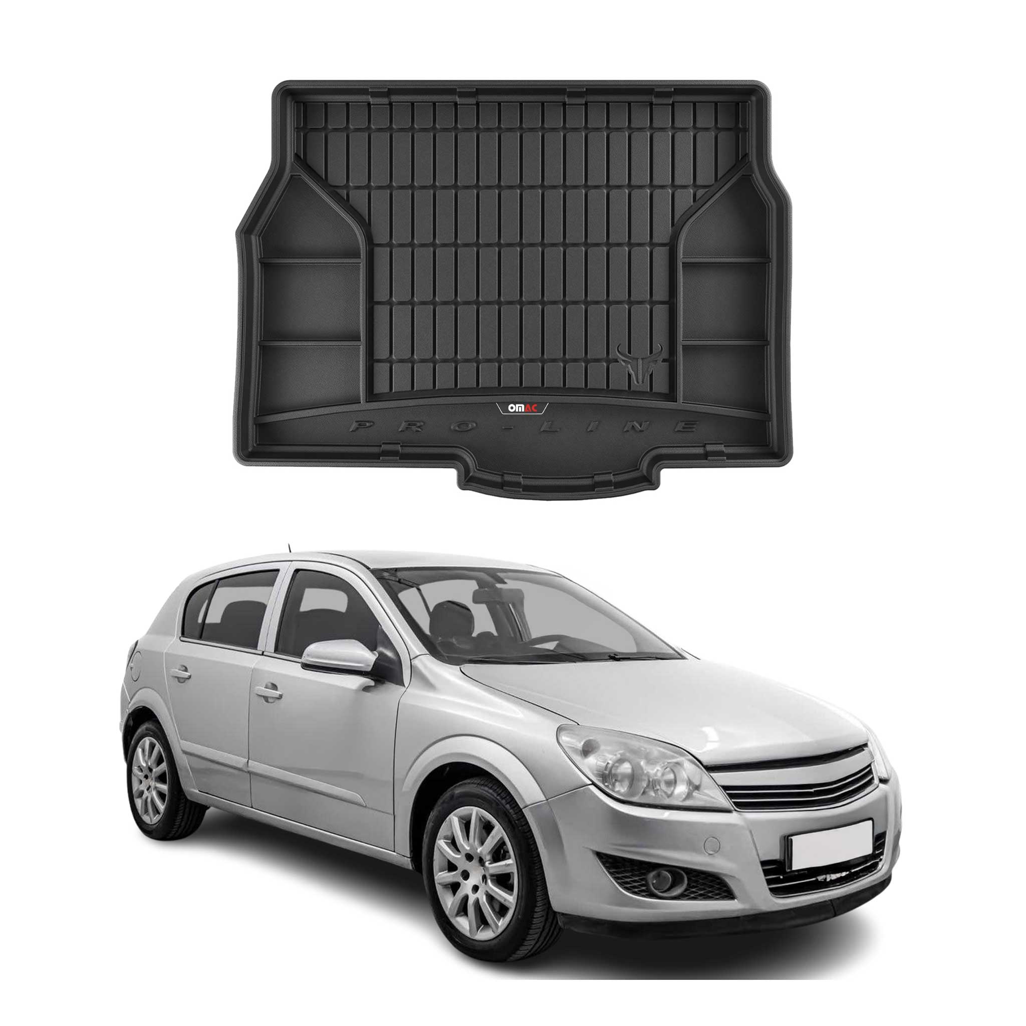 OMAC Gummi Kofferraumwanne für Opel Astra H Schrägheck 2004-2014 TPE Schwarz