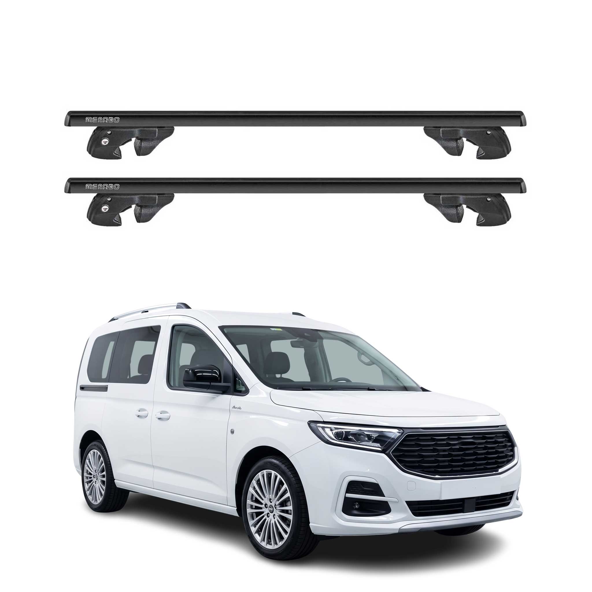 Dachträger Grundtäger für Ford Tourneo Connect III 2022-2026 Alu TÜV Schwarz 2x