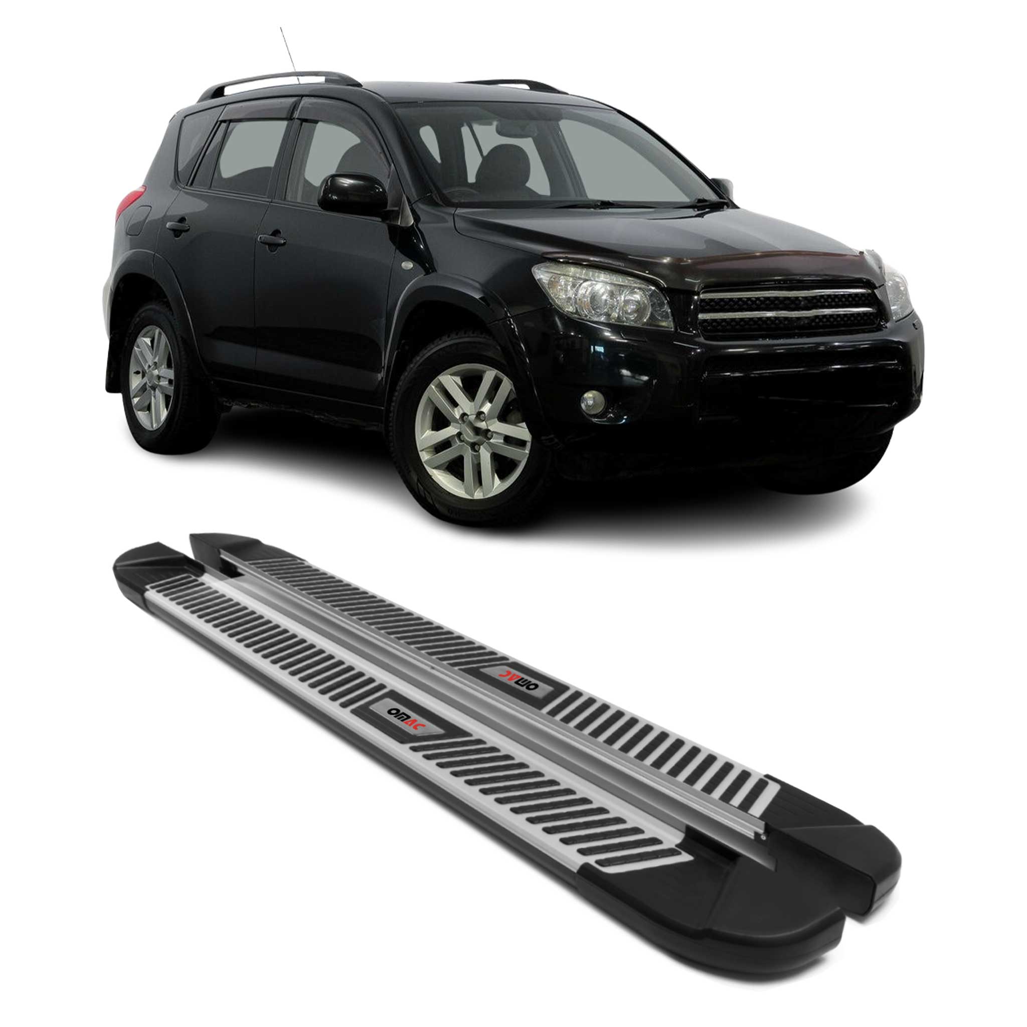 Trittbretter Seitenbretter Seitenschweller für Toyota RAV4 Alu Schwarz Grau