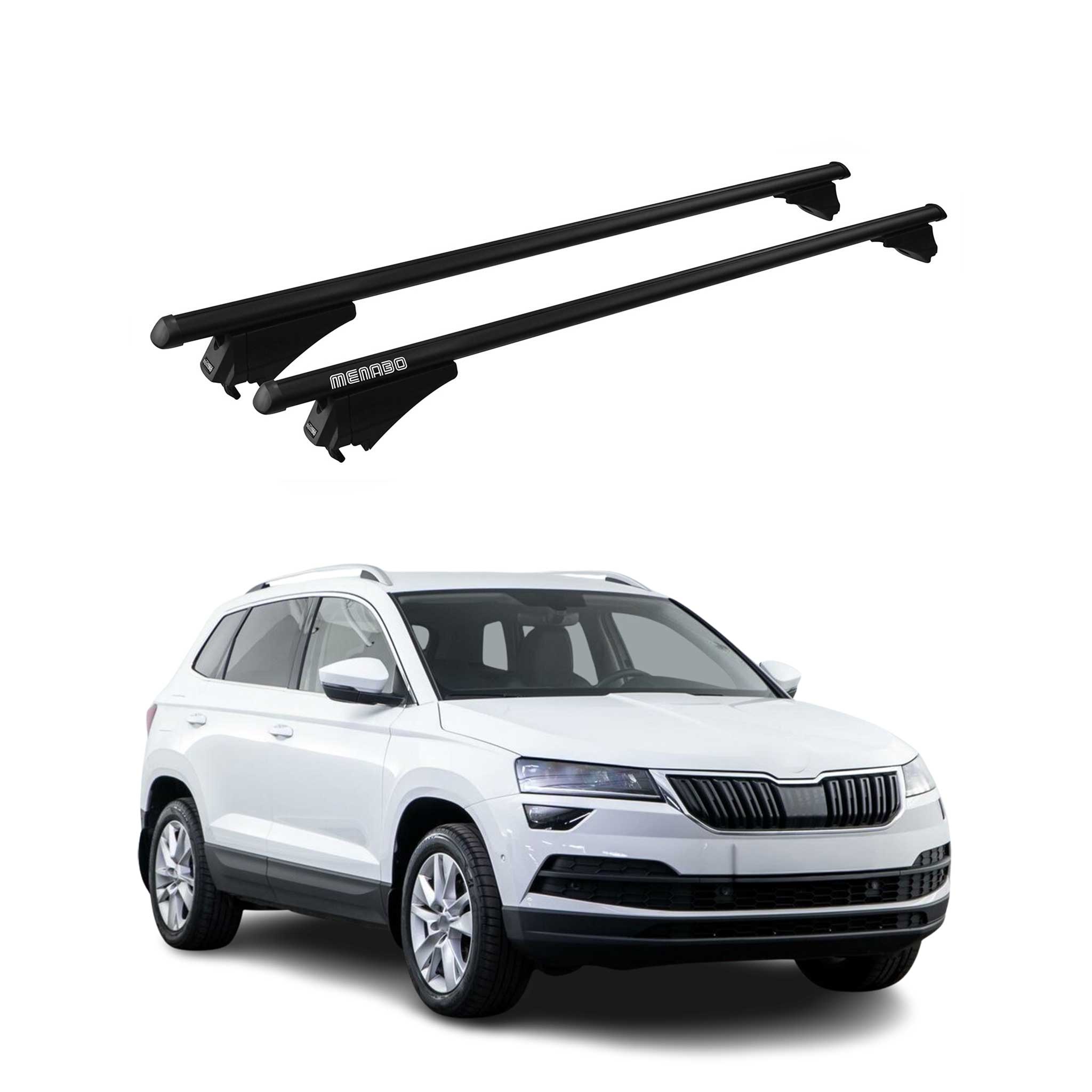 Menabo Grundträger Dachträger für Skoda Karoq 2017-2026 ABE Aluminium Schwarz 2x
