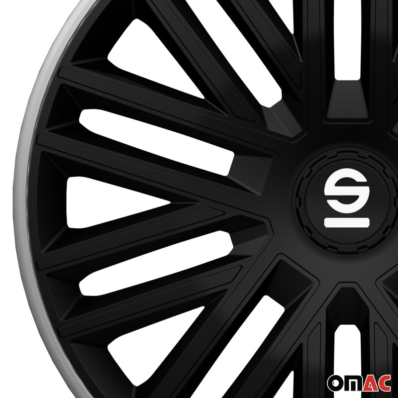 Radkappen Radzierblenden Sparco Bergamo 16" Zoll Abdeckung Set Schwarz Grau 4x