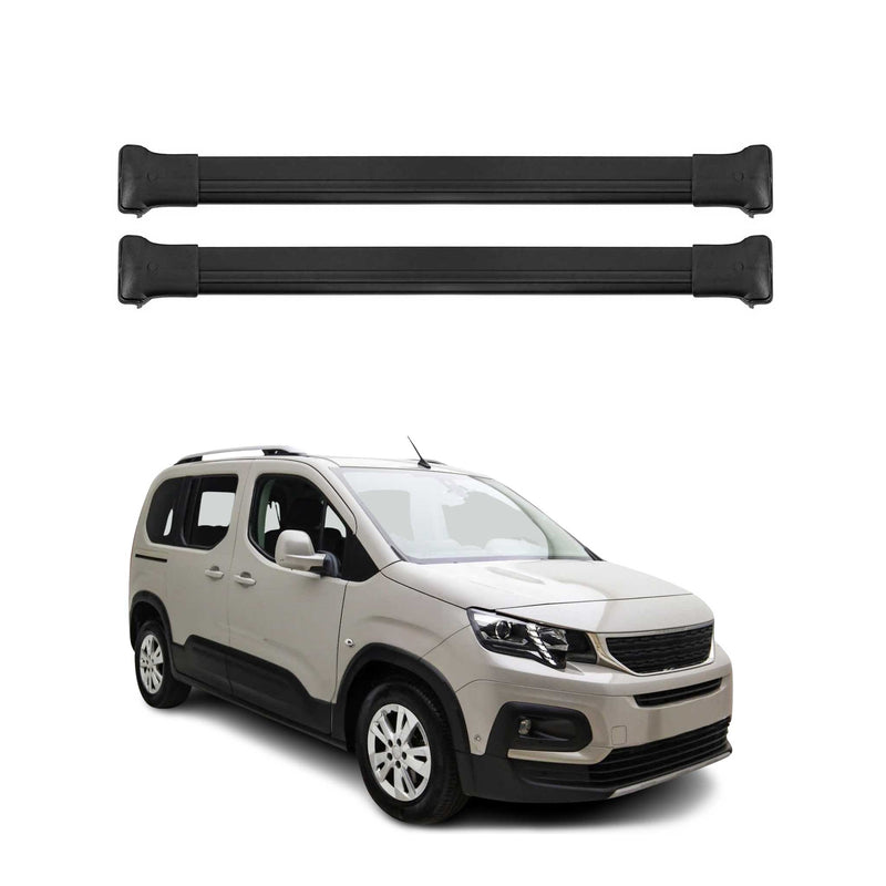 Dachträger Grundtäger für Peugeot Rifter 2018-2025 75kg Aluminium Schwarz 2 tlg