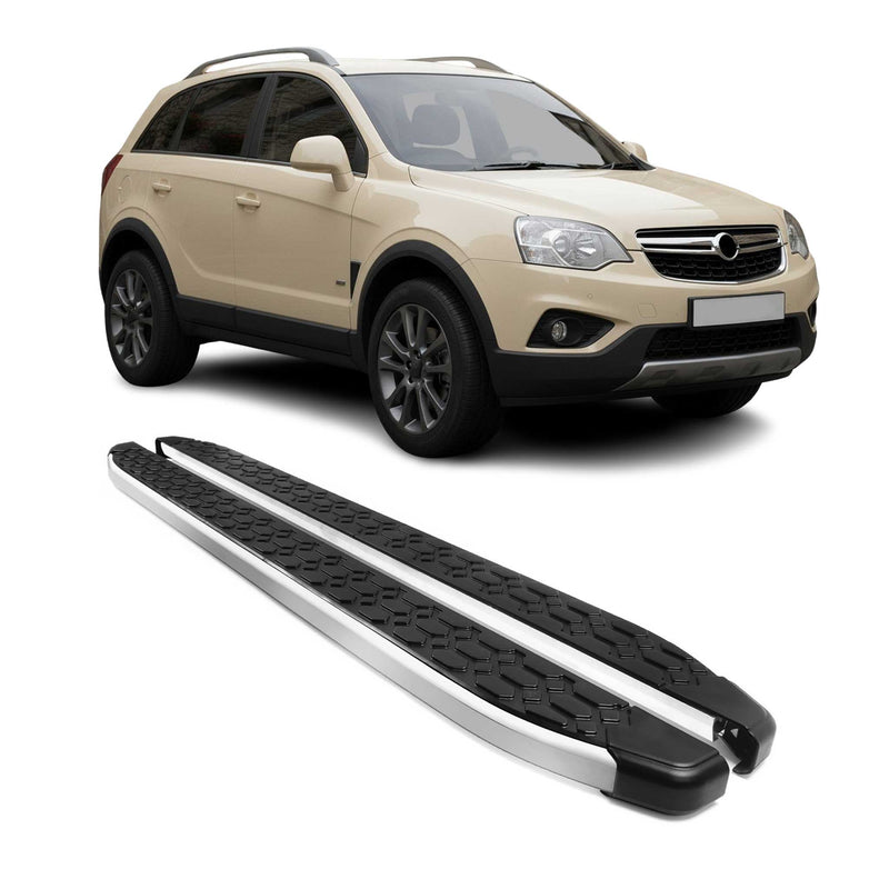 Alu Trittbretter Seitenschweller für Opel Antara 2006-2020 Schwarz Silber 2tlg