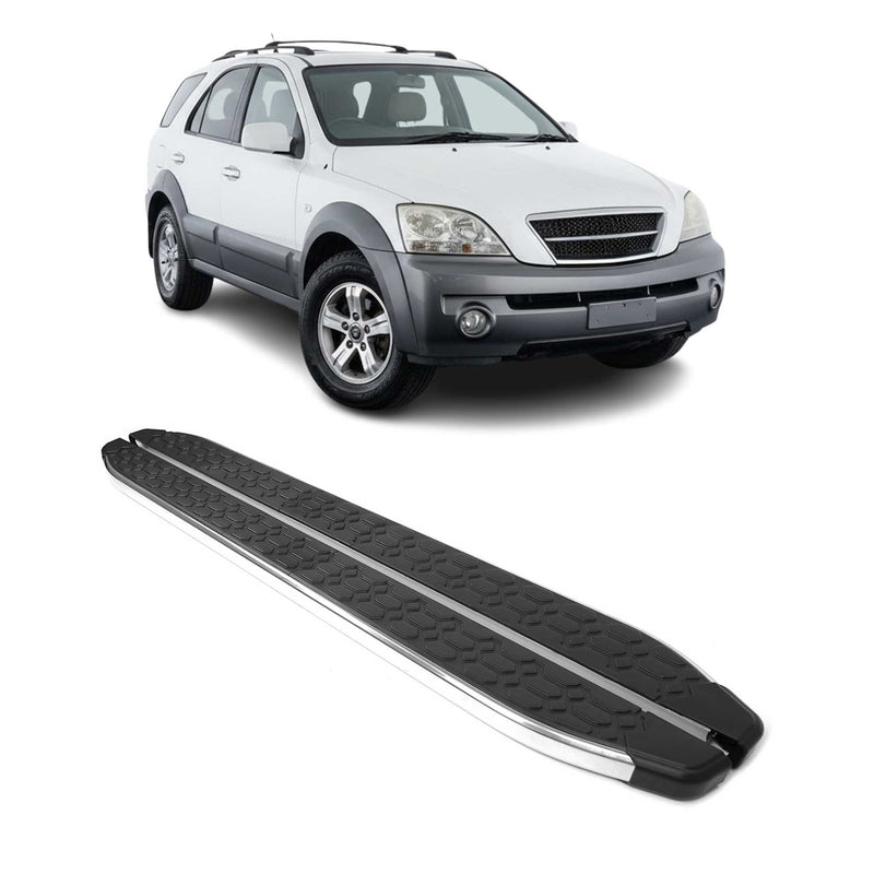Trittbretter Seitenschweller für Kia Sorento 2002-2009 Edelstahl Schwarz Silber