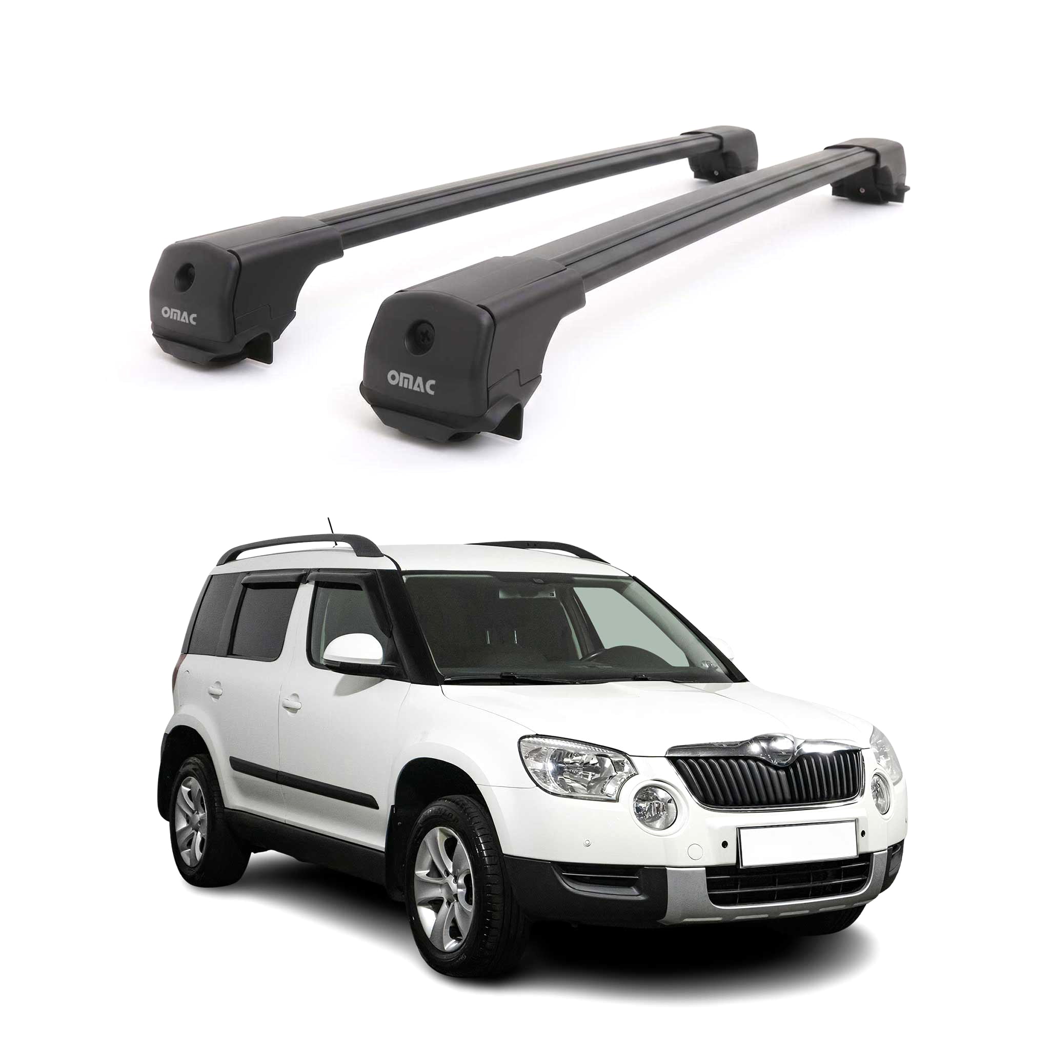 Dachträger Grundträger für Skoda Yeti 2009-2017 Aluminium 75kg Schwarz 2tlg