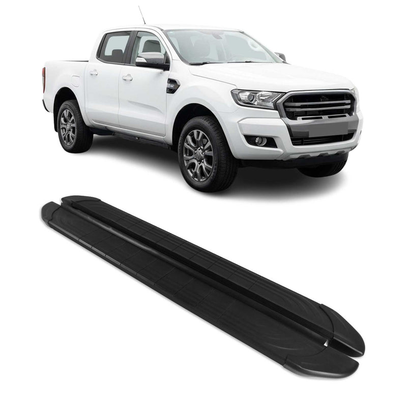 Trittbretter Seitenschweller für Ford Ranger Double Cab 2012-2022 Alu Schwarz 2x