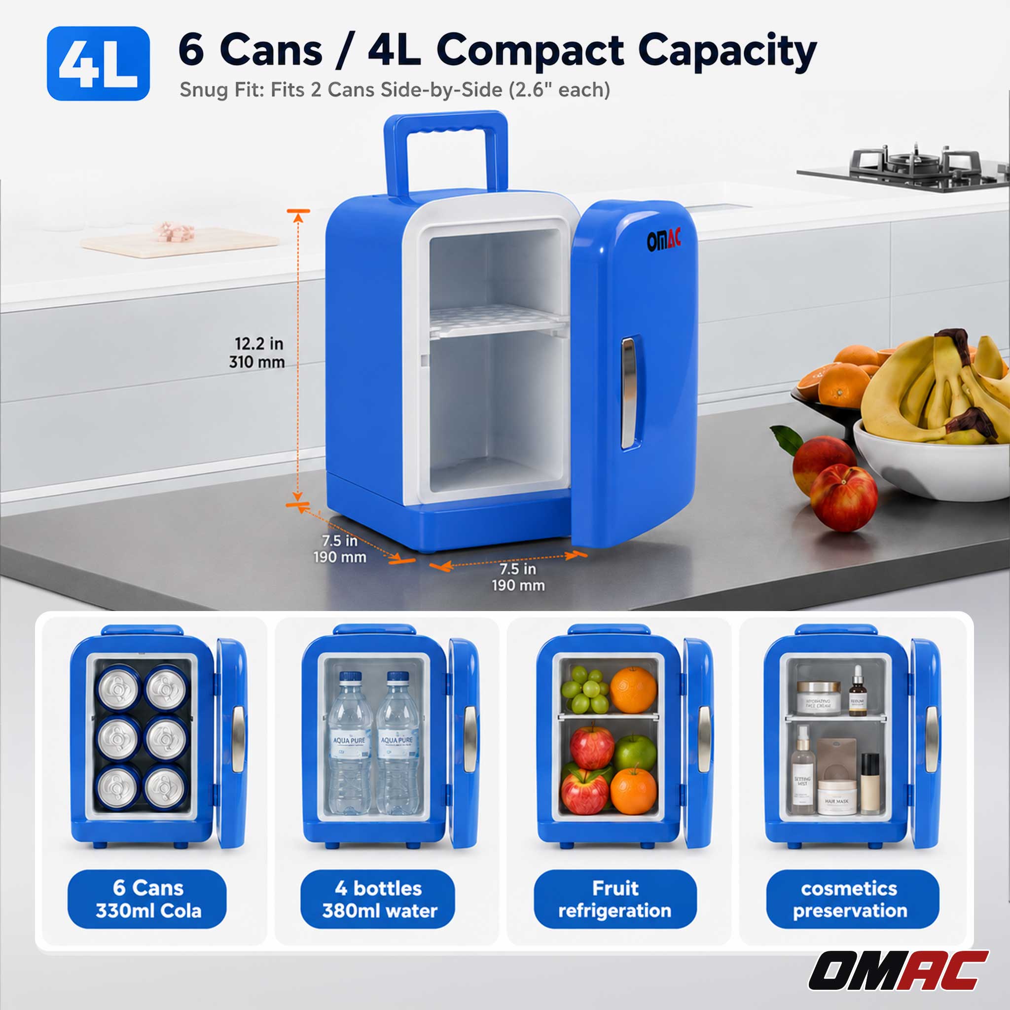 Mini Kühlschrank 4 Liter Kühler & Wärmer 12V DC Portable für Auto