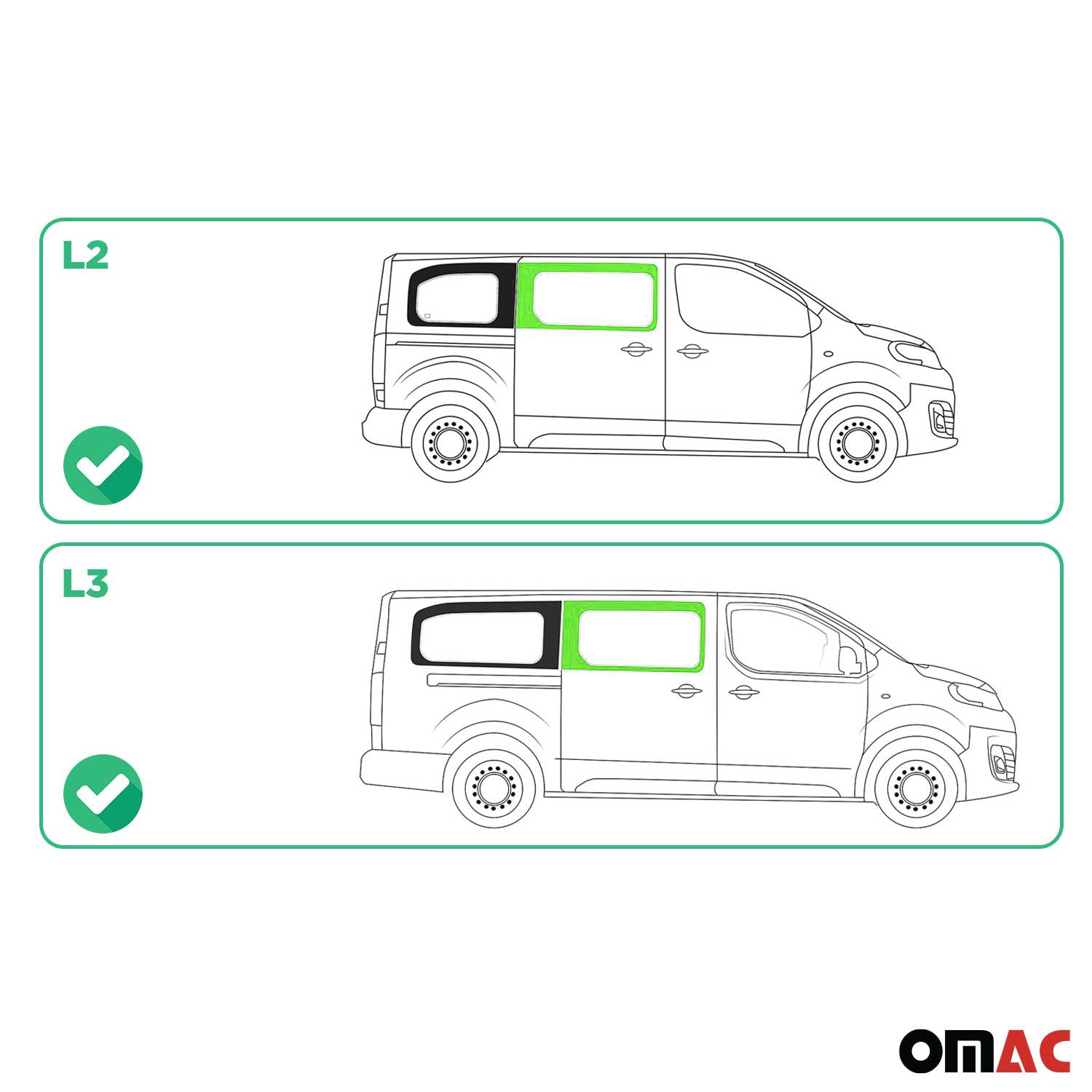 Seitenfenster Auto Fenster für Toyota Proace 2016-2026 Schiebetür Rechts L2 L3