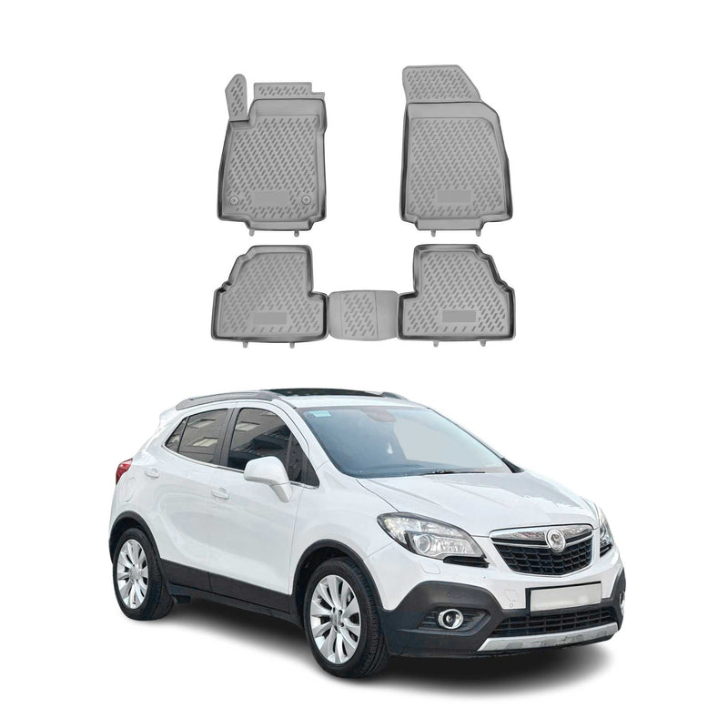 OMAC Gummimatten Fußmatten für Opel Mokka 2012-2019 TPE Automatten Grau 4x