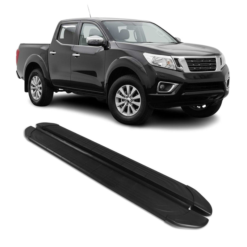 Trittbretter für Nissan Nissan Navara D23 2015-2025 Double Cab Alu Schwarz 2x