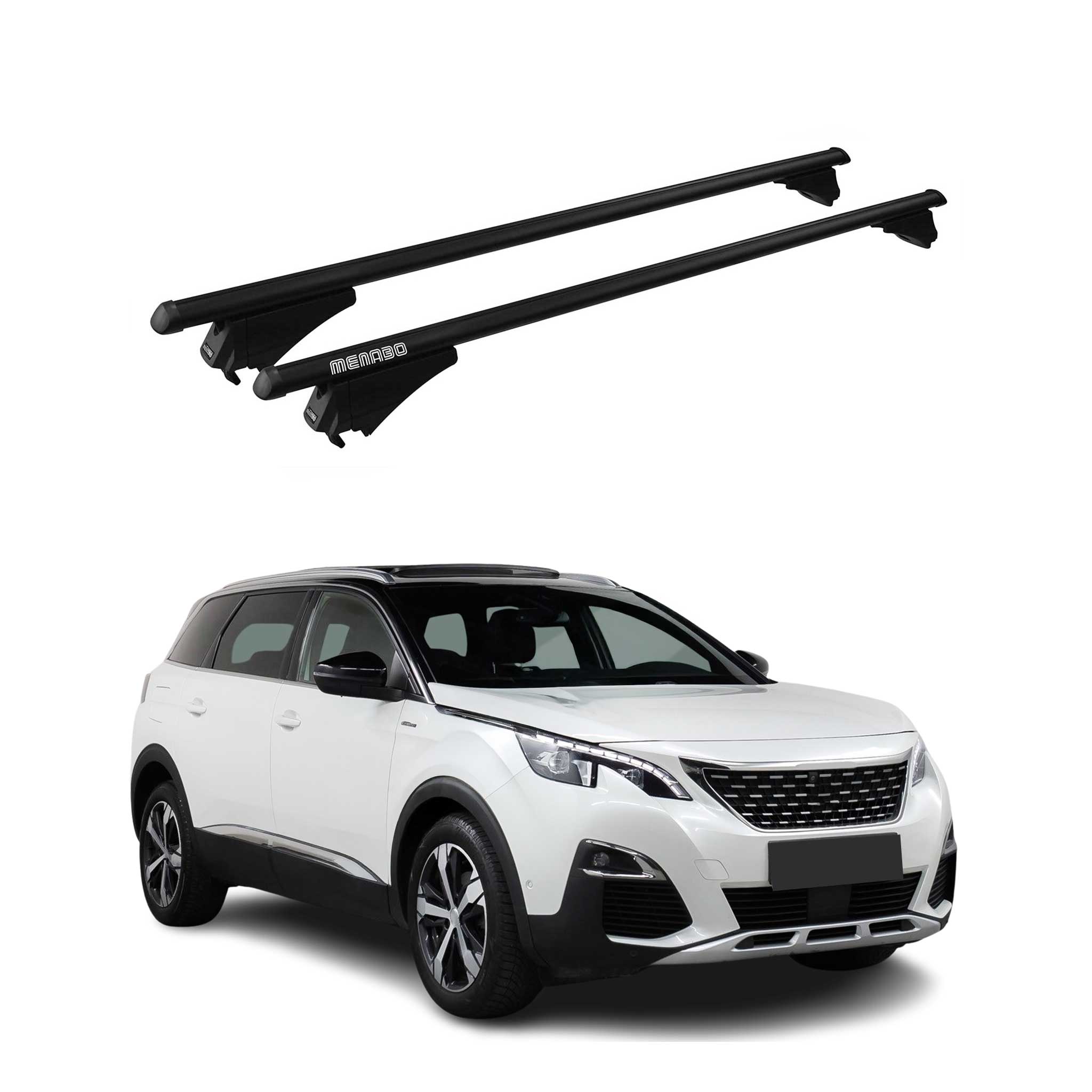 Menabo Grundträger Dachträger für Peugeot 5008 2017-2020 ABE Alu Schwarz 2x