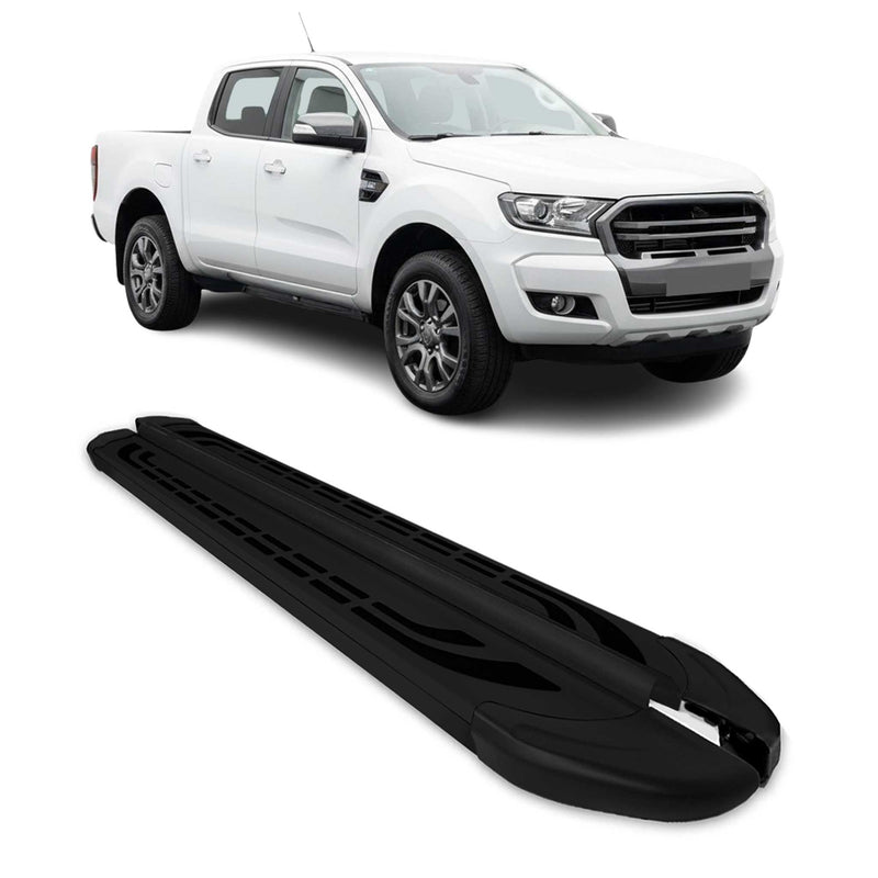 Trittbretter Seitenschweller für Ford Ranger Double Cab 2012-22 Alu Schwarz