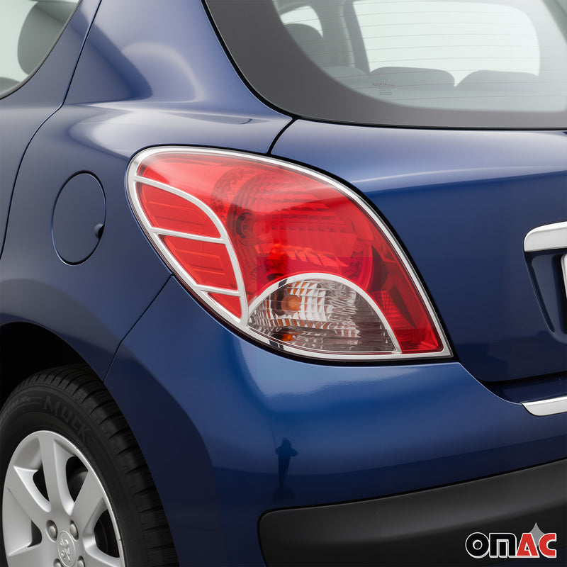 Rücklicht Leisten Heckleuchte für Peugeot 207 2006-2009 Chrom ABS Silber 2tlg