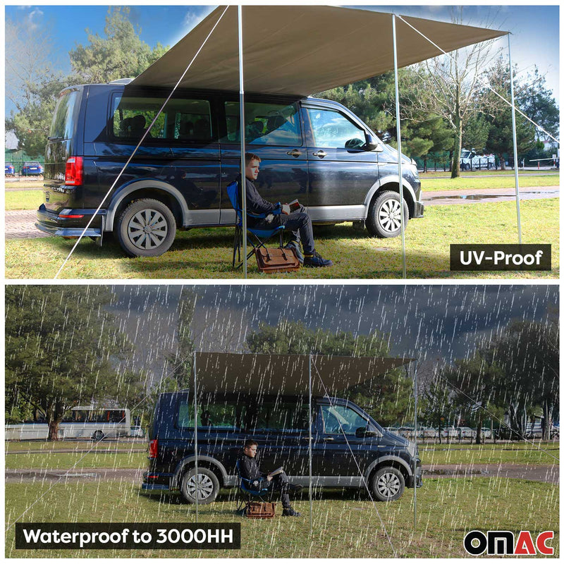 Sonnensegel Kederschiene Vorzelt Satz für VW T7 Transporter Caravelle L2 Schwarz