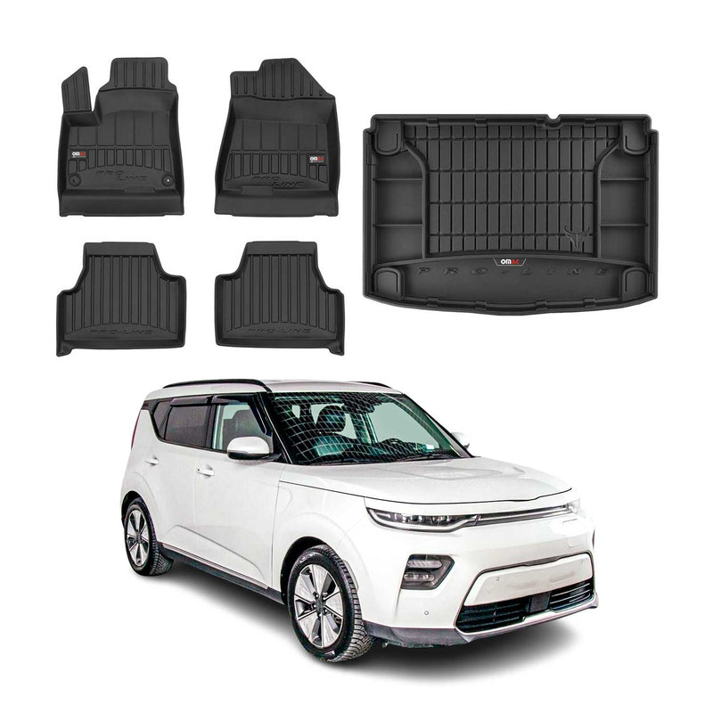 OMAC Fußmatten & Kofferraumwanne Set für Kia e-Soul 2019-2025 Gummi Schwarz 5tlg