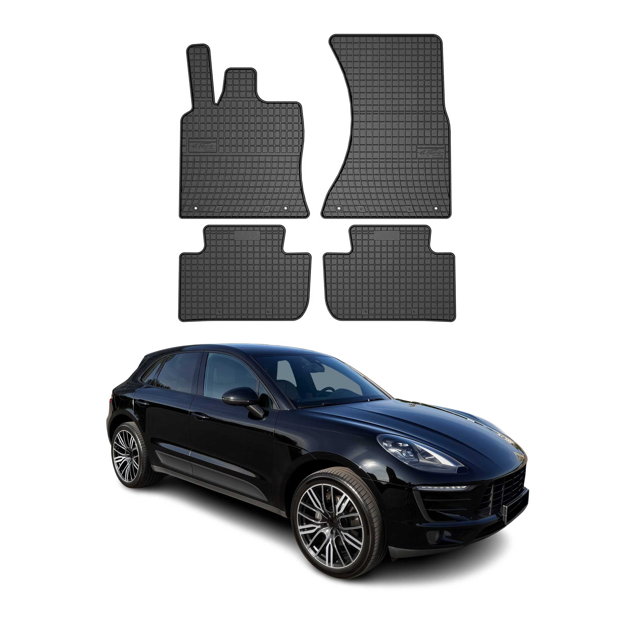 OMAC Gummi Fußmatten für Porsche Macan 2014-2018 Automatten Gummi Schwarz 4tlg