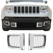 Kühlergrill Leisten Grillleisten für Jeep Renegade 2014-2024 Chrom ABS Silber 2x