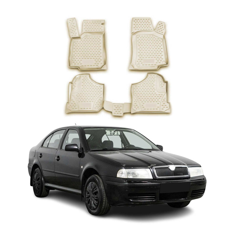 OMAC Fußmatten Automatten für Skoda Octavia 1996-2004 Gummi Beige 4 tlg