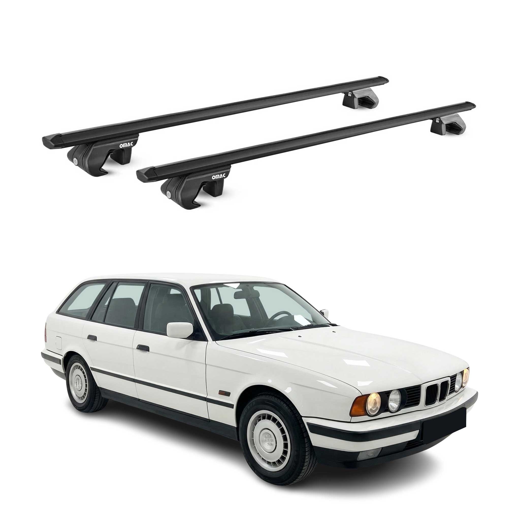 Dachträger Grundtäger für BMW 5er Touring E34 1991-1997 90kg Alu Schwarz 2x ABE