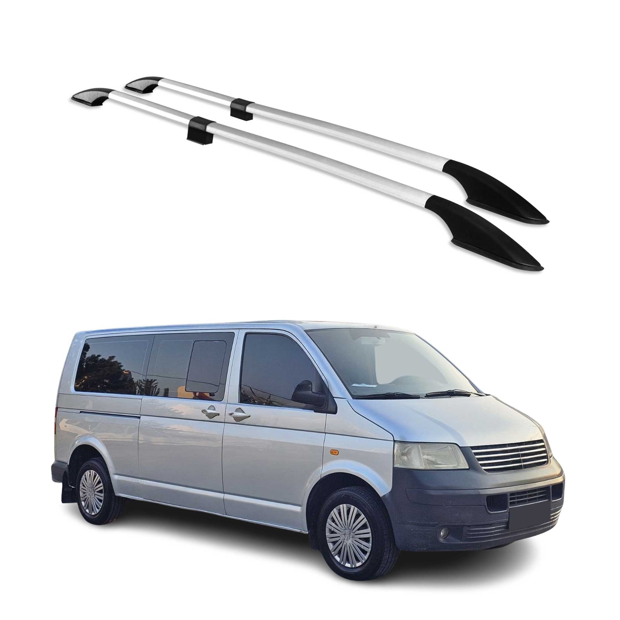 Dachreling für VW T5 T6 Transporter Multivan Caravelle 2003-2024 L2 Alu Silber