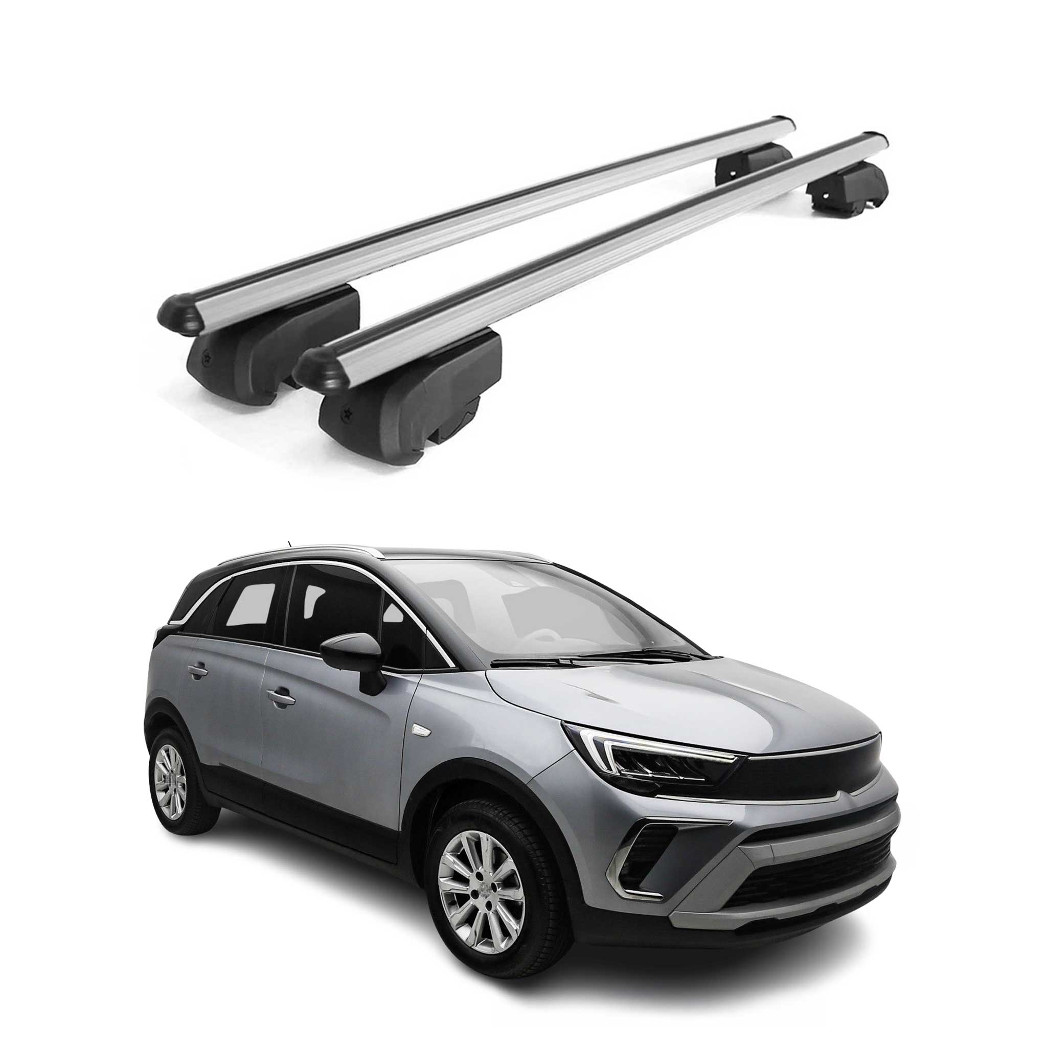 Dachträger Gepäckträger für Opel Crossland X 2017-2025 ABE Aluminium Grau 2x