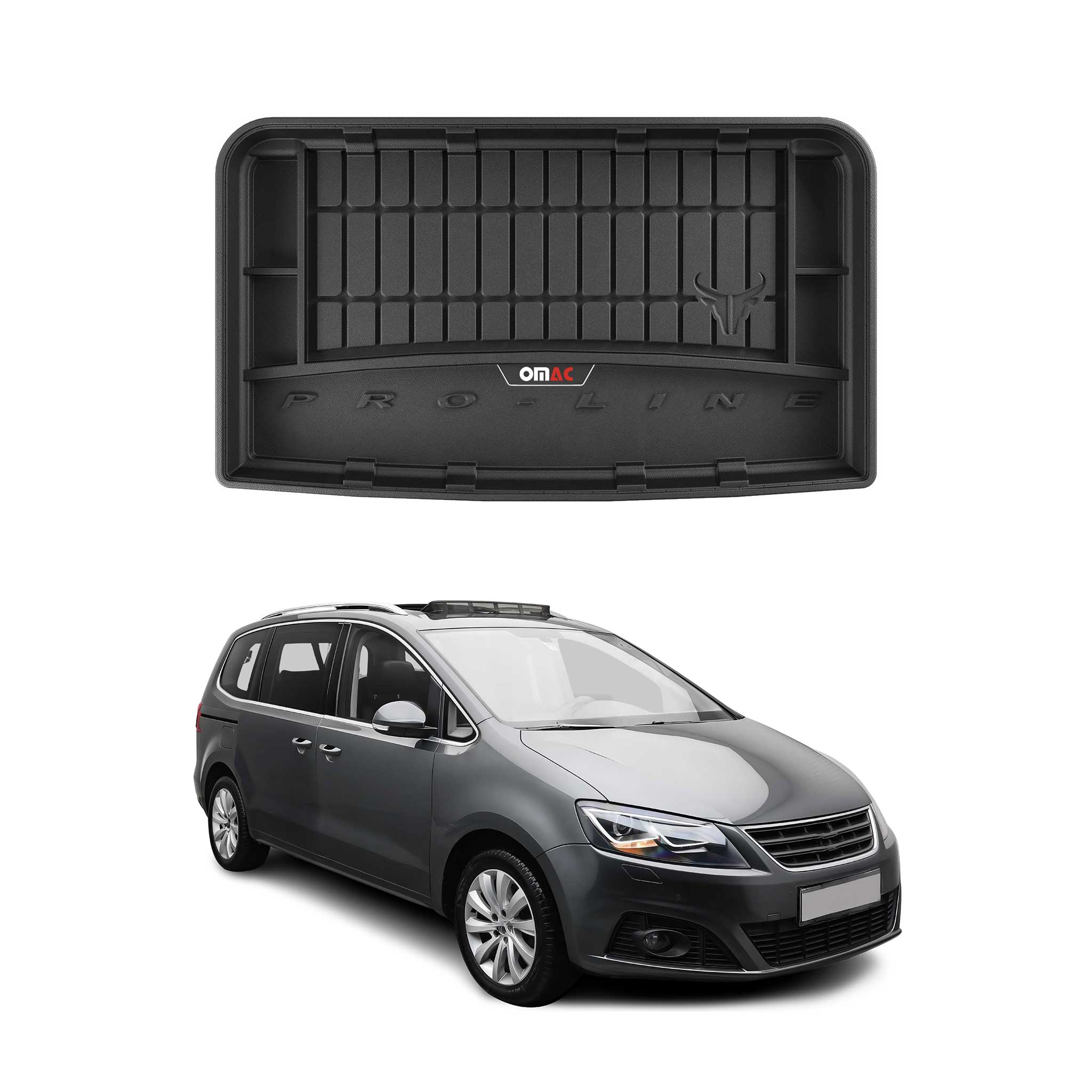 OMAC Gummi Kofferraumwanne für Seat Alhambra 2010-2020 TPE Laderaumwanne Schwarz