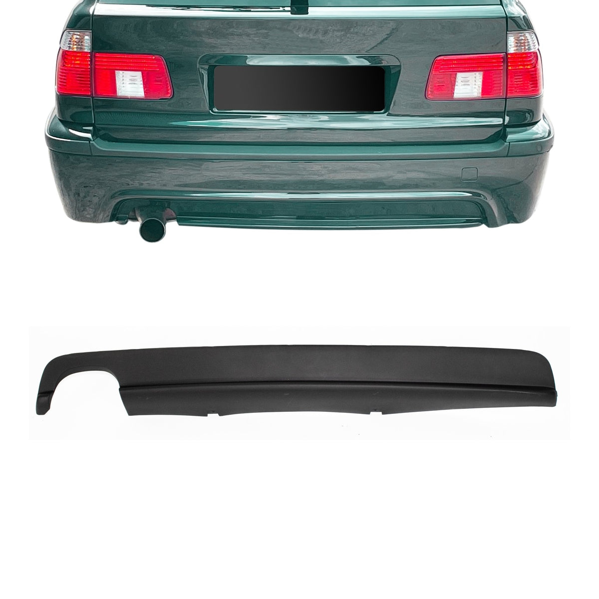 JOM Heckschürzeneinsatz für BMW 5er E39 Limo/Touring 1995-2003 schwarz matt Auspuff links