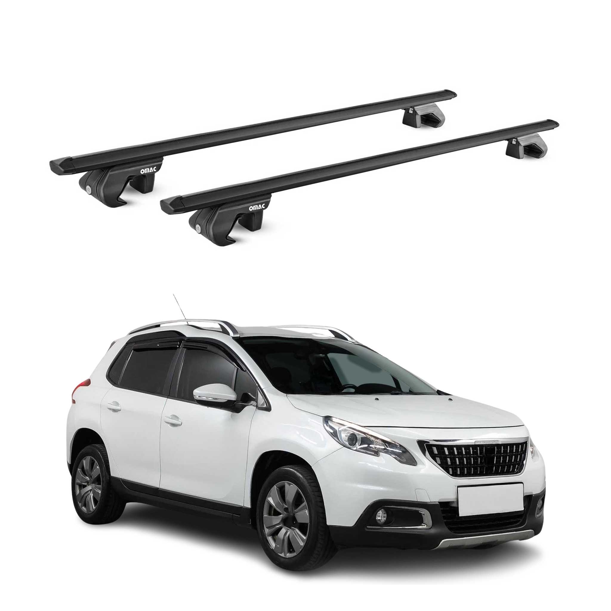 Dachträger Grundtäger für Peugeot 2008 I 2013-2019 90kg Aluminium Schwarz ABE