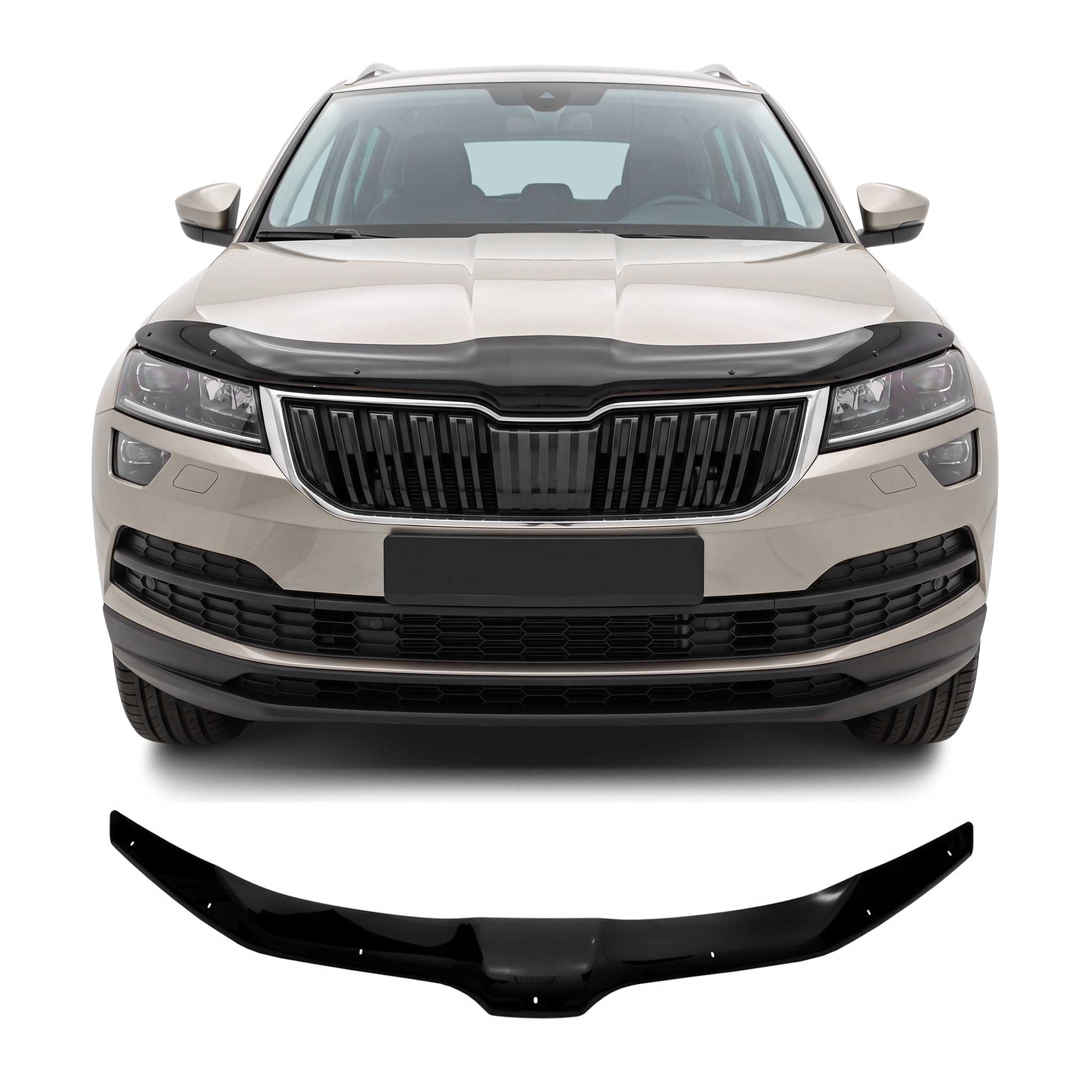 Motorhaube Deflektor Insekten Steinschlagschutz für Skoda Karoq 2017-2019 Dunkel
