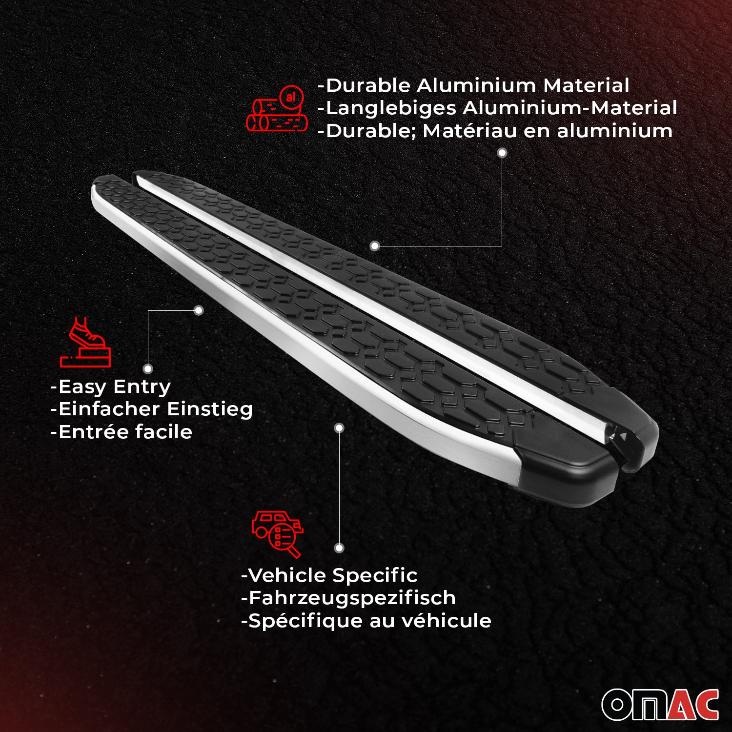 Alu Trittbretter Seitenschweller für Kia Stonic 2017-2026 Schwarz Silber 2tlg