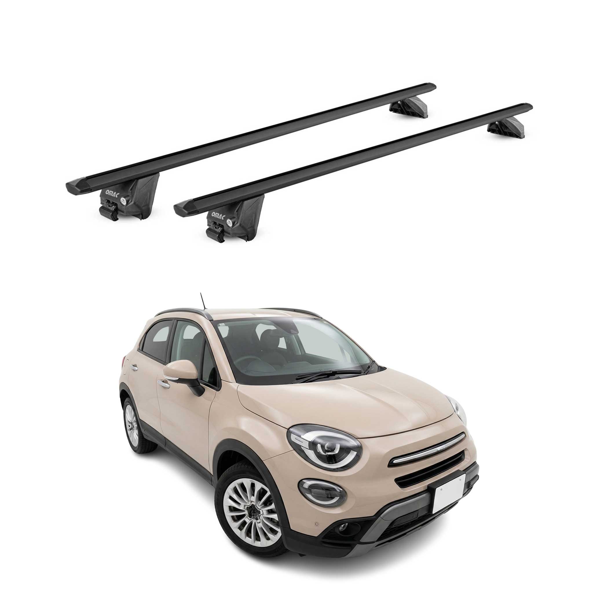Dachträger Grundtäger für Fiat 500X 2015-2026 100kg Aluminium Schwarz 2 tlg ABE