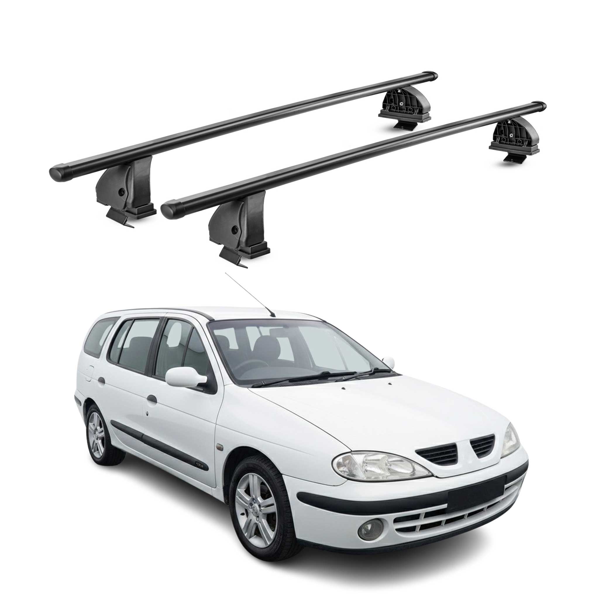 Stahl Dachträger für Renault Megane I Schrägheck Kombi 1996-2003 TÜV 2x Schwarz