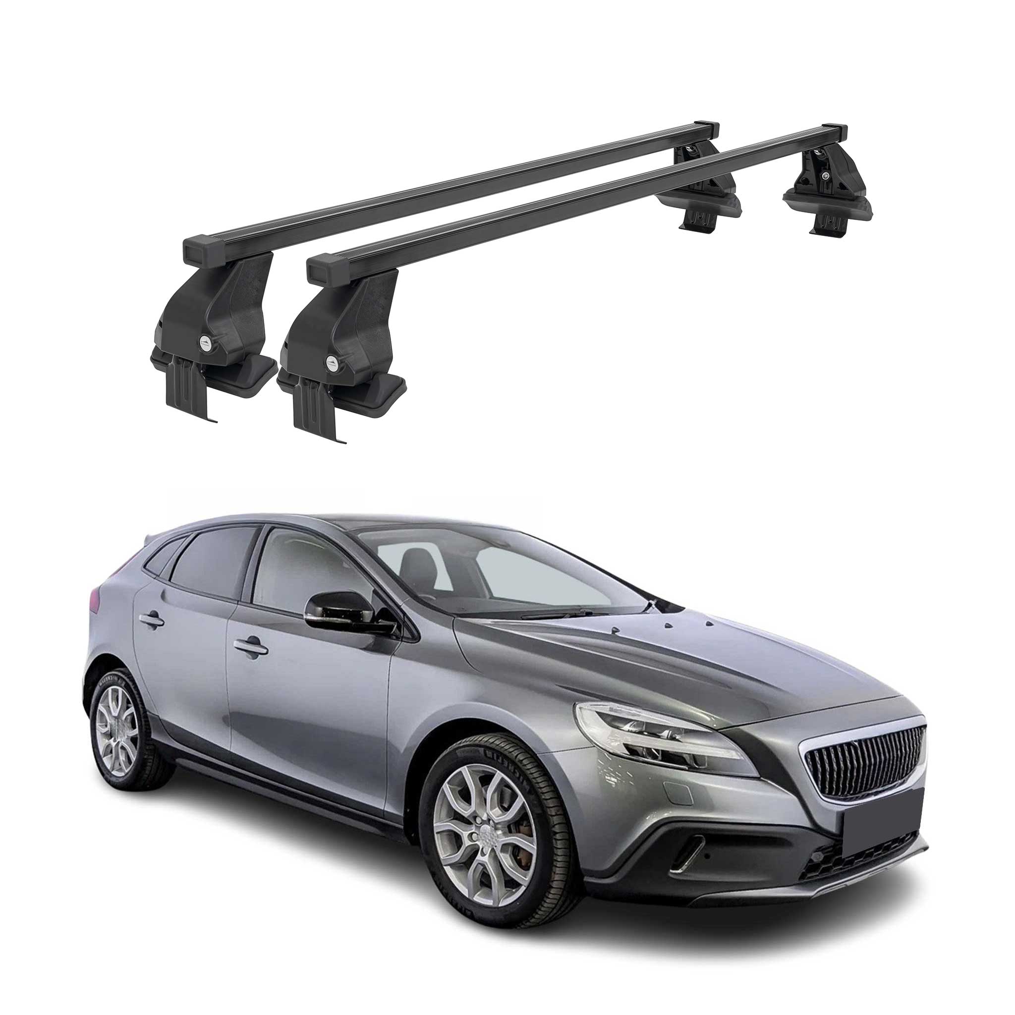 Menabo Dachträger Grundtäger für Volvo V40 2016-2019 FL 50kg Stahl Schwarz 2 tlg
