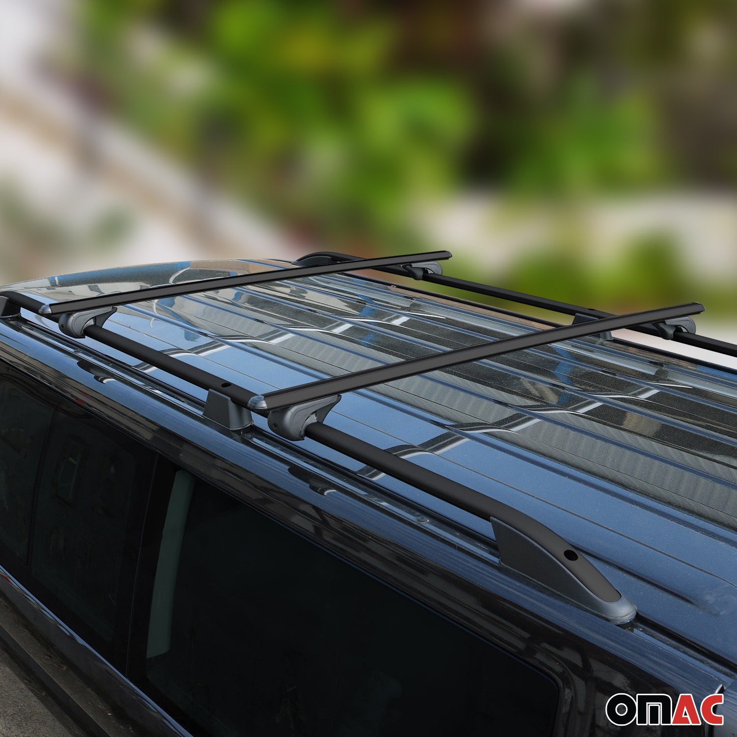 Dachreling + Dachträger für VW T5 T6 T6.1 Transporter L2 Langer  Alu Schwarz 4x
