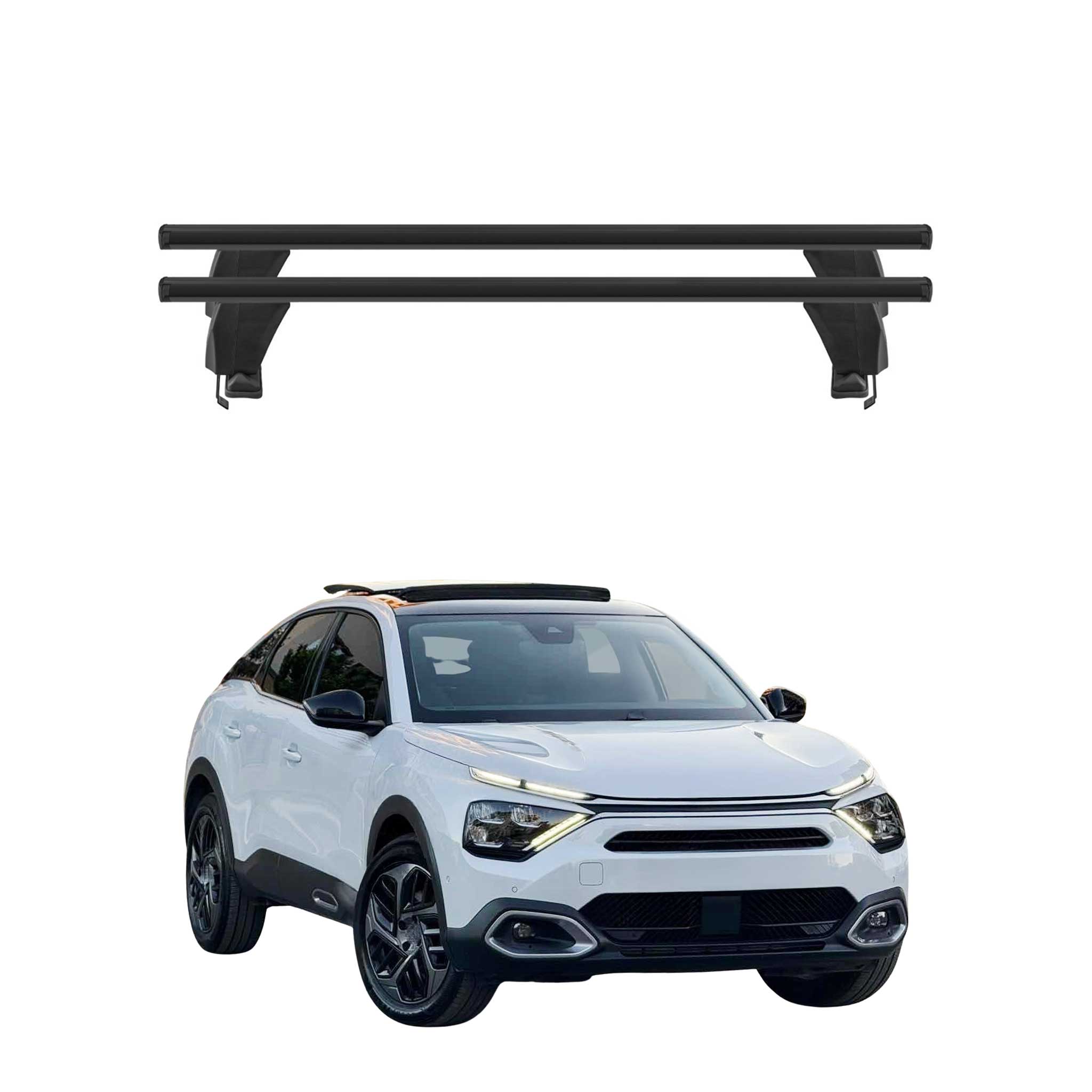 Menabo Dachträger Grundtäger für Citroën C4 mk3 2021-2026 50kg Alu Schwarz 2 tlg