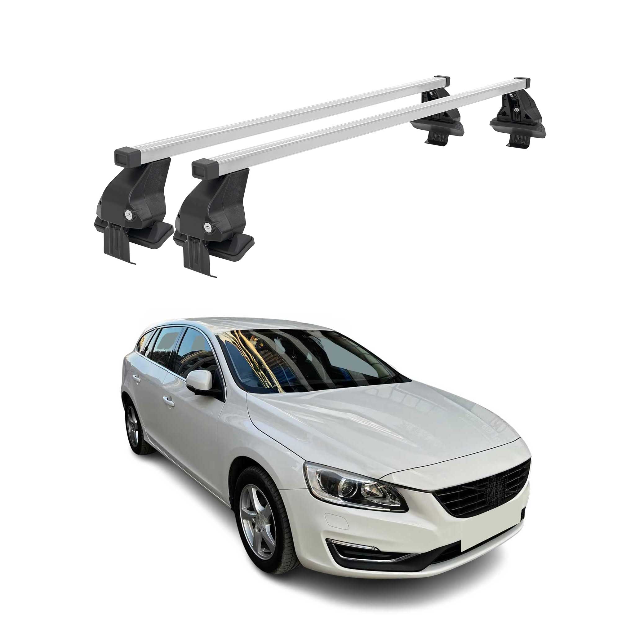 Menabo Dachträger Grundtäger für Volvo V60 2013-2018 FL 50kg Stahl Silber 2 tlg