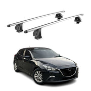 Alu Dachträger für Mazda 3 III Schrägheck 2014-2018 TÜV T-Nut 75 kg 2tlg Silber