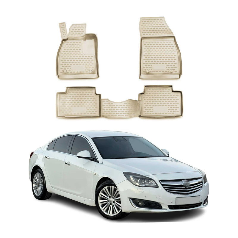 OMAC Gummimatten Fußmatten für Opel Insignia 2008-2017 TPE Automatten Beige 4x