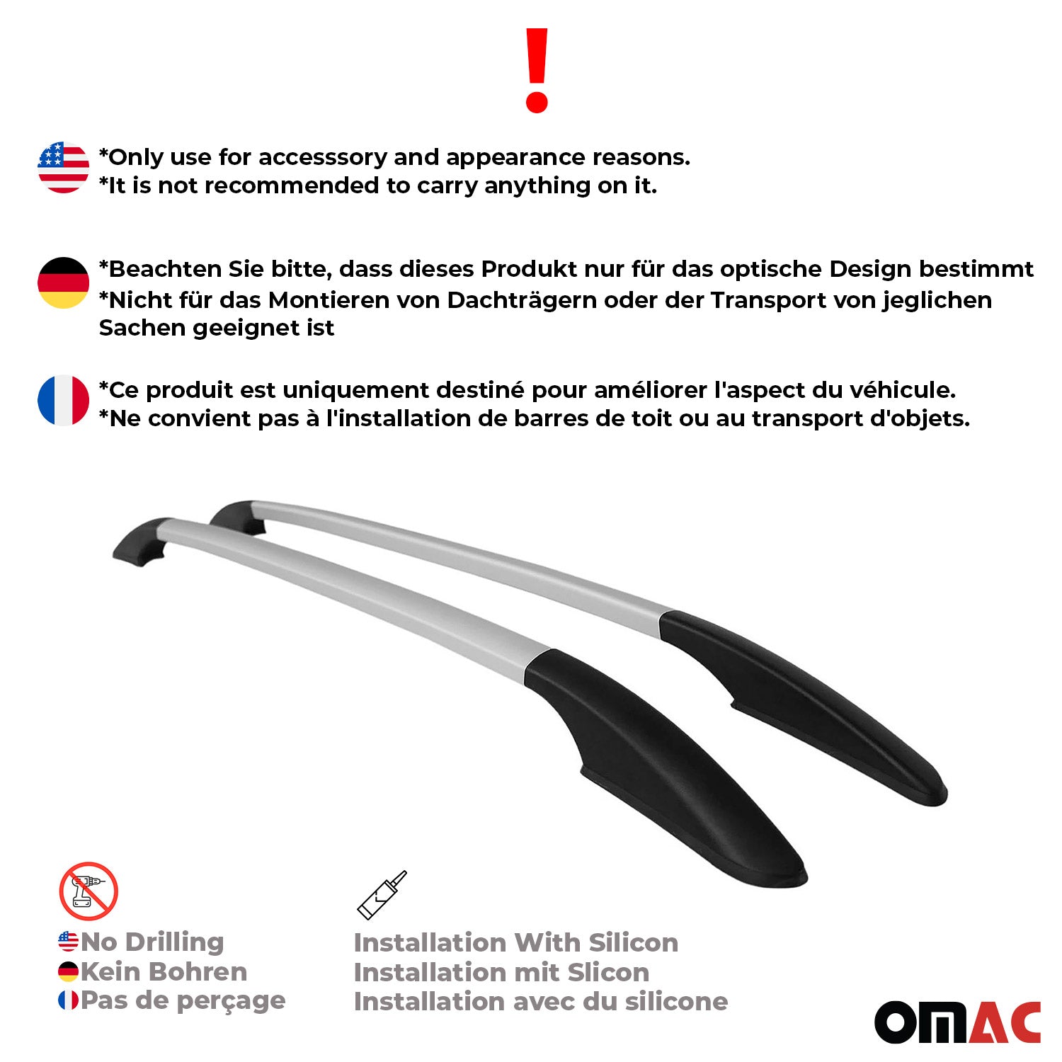 Aluminium Dachreling Relingträger für Fiat 500L 2013-2024 Silber 2x