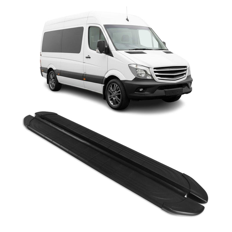 Trittbretter Seitenschweller für Mercedes Sprinter W906 2006-2018 L2 Alu Schwarz