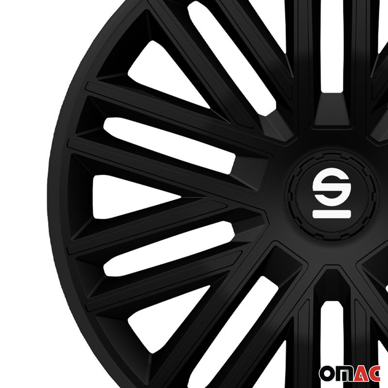 Radkappen Radzierblenden Sparco Bergamo 16" Zoll Auto Abdeckung Set Schwarz 4x